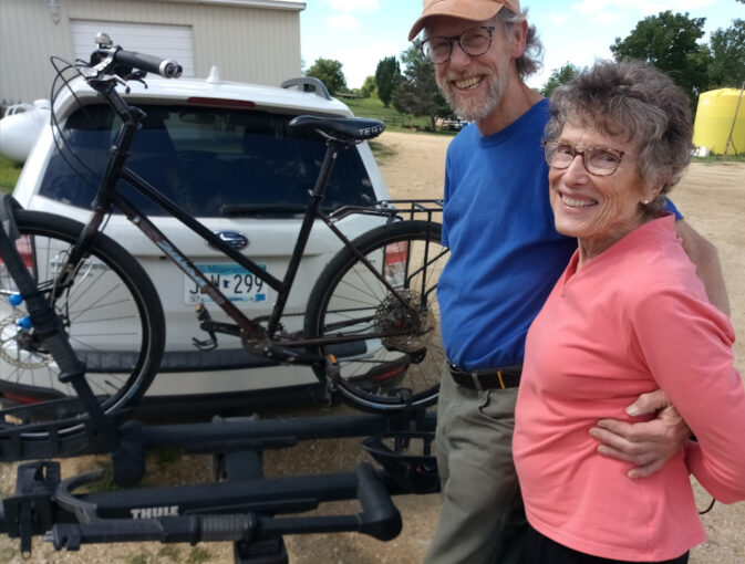 Admiring my restyled bike, Rob & Lin