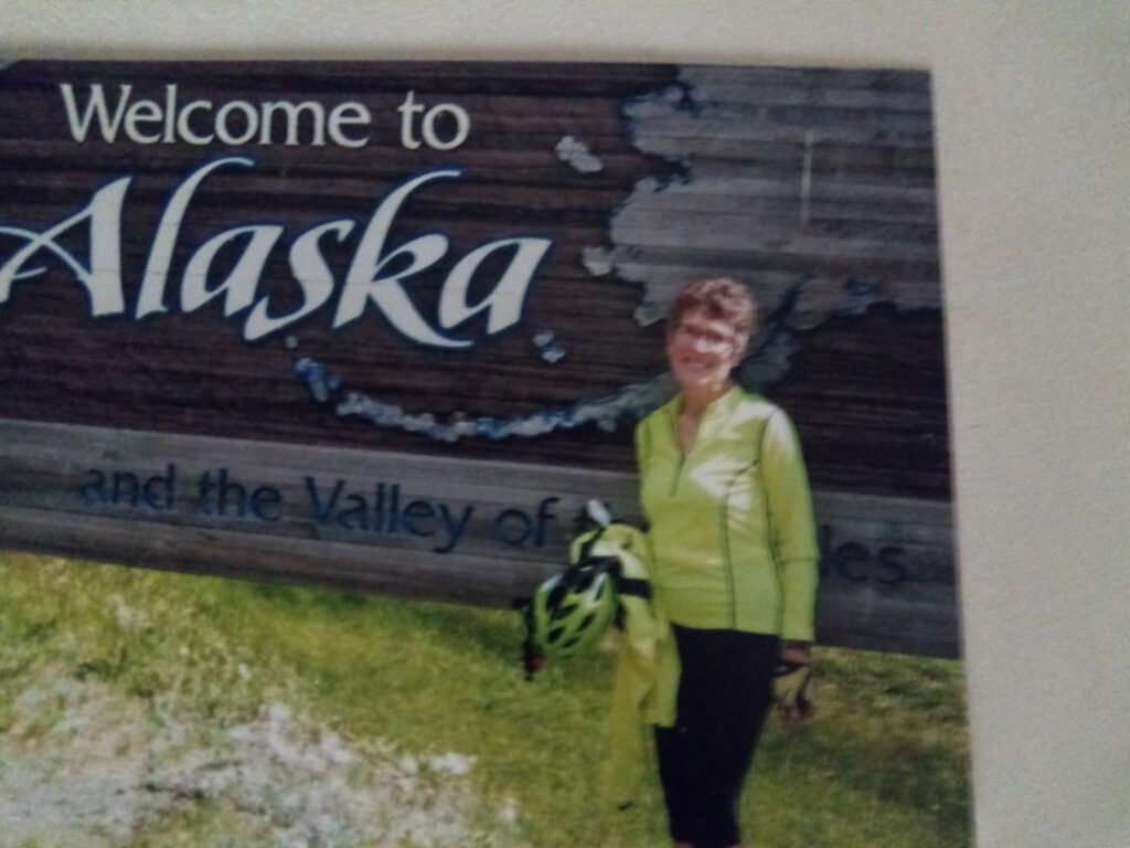 Lin on Alaska bike trip. 2015